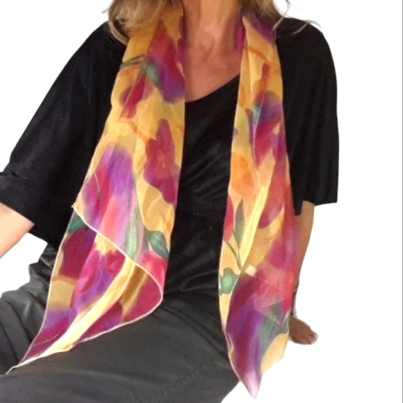 Floral Scarf Long Wrap Shoulder Bikini Versatile Scarf MULTI PURPOSE - Picture 1 of 6